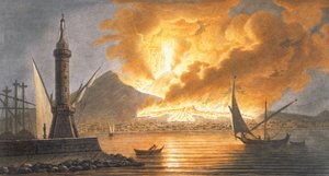 View of the great eruption of Vesuvius from the mole of Naples in the night of 20 October 1767, Plate 6 from 